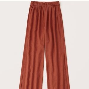 Abercrombie Linen Blend Pull On Wide Leg Pants - Terracotta